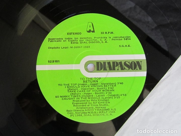 Discos de vinilo: LP vinilo Return, to the Top 1988 - Foto 4