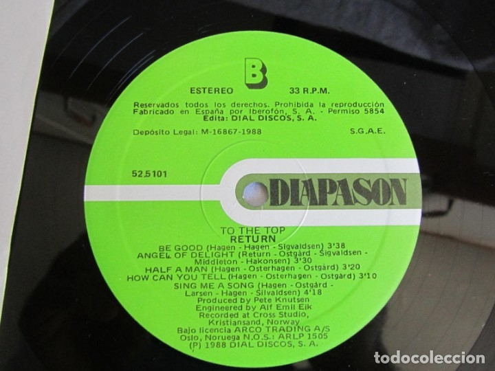 Discos de vinilo: LP vinilo Return, to the Top 1988 - Foto 5