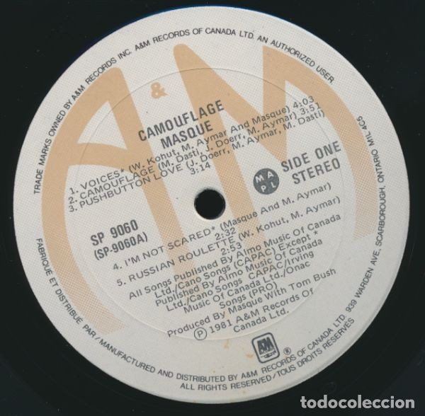 Discos de vinilo: MASQUE CAMOUFLAGE LP ORIGINAL CANADA 1981 - Foto 3