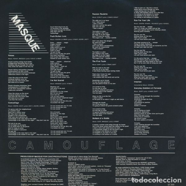 Discos de vinilo: MASQUE CAMOUFLAGE LP ORIGINAL CANADA 1981 - Foto 5