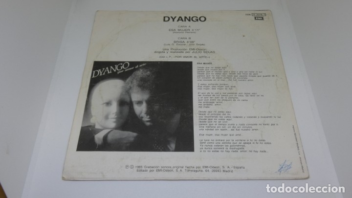 Discos de vinilo: DISCO SINGLE VINILO DYANGO . ESA MUJER . - Foto 2