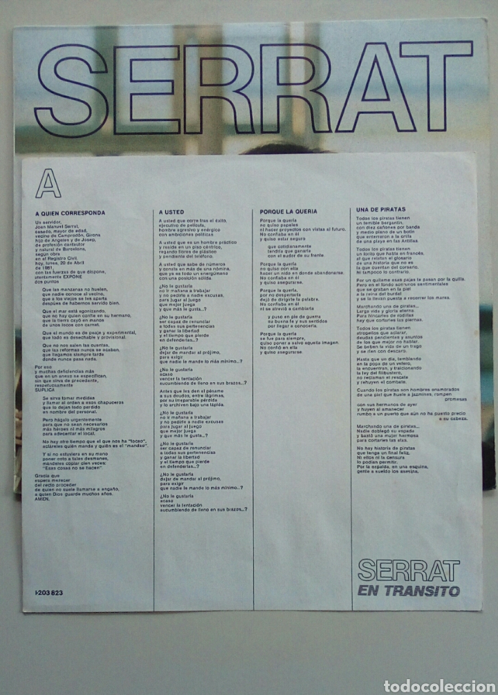 Discos de vinilo: Serrat - En transito, Ariola, 1981. Spain. - Foto 5