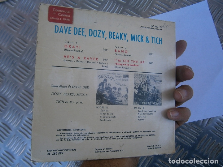 Discos de vinilo: DAVE DEE&iexcl;&iexcl;&iexcl;&iexcl;&iexcl;&iexcl;&iexcl;.DIFICIL DE ENCONSEGUIR&iexcl;&iexcl; - Foto 2