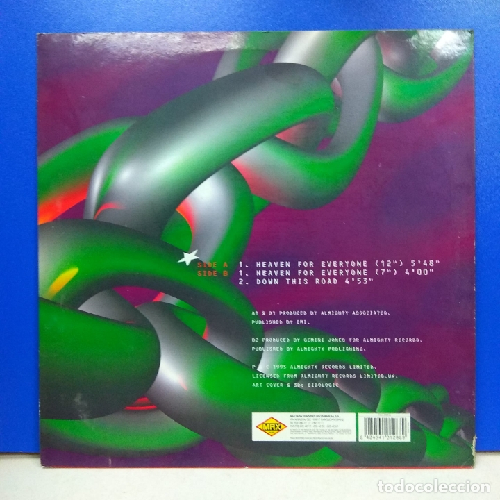 Discos de vinilo: MAXI SINGLE DISCO VINILO ONE VISION HEAVEN FOR EVERYONE - Foto 2