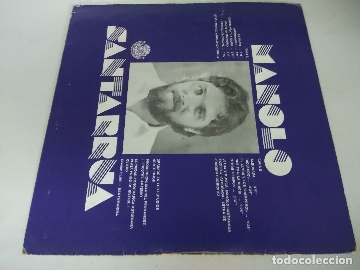Discos de vinilo: VINILO/MANOLO SANTARRUA/CONTRA VIENTO Y MAREA. - Foto 2