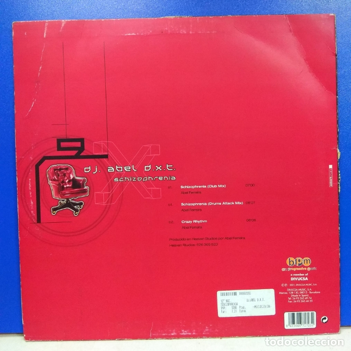 Discos de vinilo: MAXI SINGLE DISCO VINILO DJ ABEL DXT SCHIZOPHRENIA - Foto 2