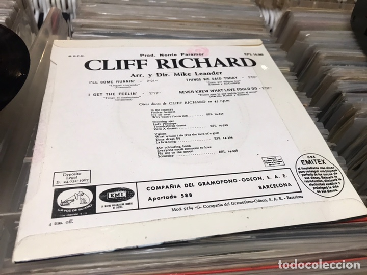 Discos de vinilo: CLIFF RICHARD / ILL COME RUNNIN + 3 (EP 1967) - Foto 5