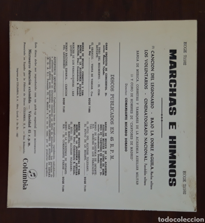 Discos de vinilo: Disco single himnos- la canci&oacute;n del legionario- - Foto 2