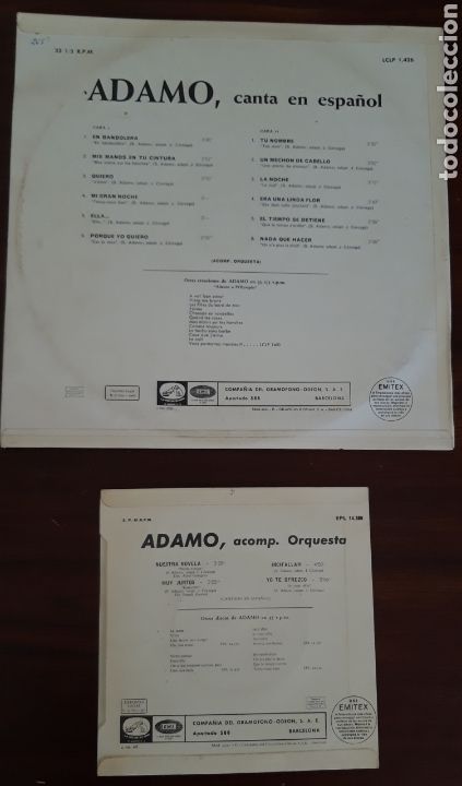 Discos de vinilo: Pareja discos Adamo canta en espa&ntilde;ol - Foto 2