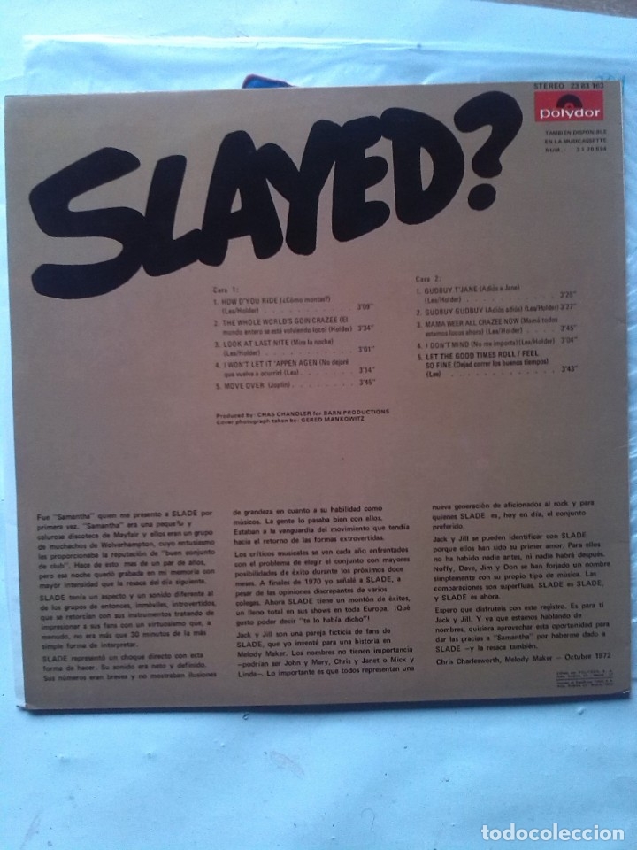 Discos de vinilo: SLADE SLAYED? lp 1972 - Foto 2