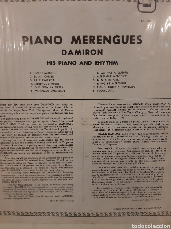 Discos de vinilo: DAMIRON POANO RITMO Merengues - Foto 2