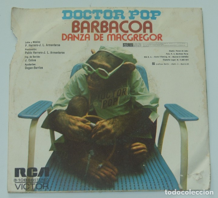 Discos de vinilo: DOCTOR POP - BARBACOA / DANZA DE MACGREGOR ( SINGLE ESPA&Ntilde;OL, RCA 1973 ) - Foto 2