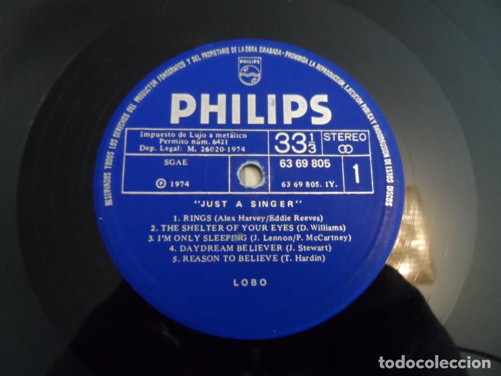 Discos de vinilo: LOBO - JUST A SINGER - Foto 3