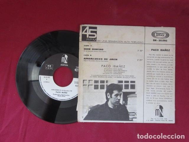Discos de vinilo: PACO IBA&Ntilde;EZ - 45 RPM - Foto 2