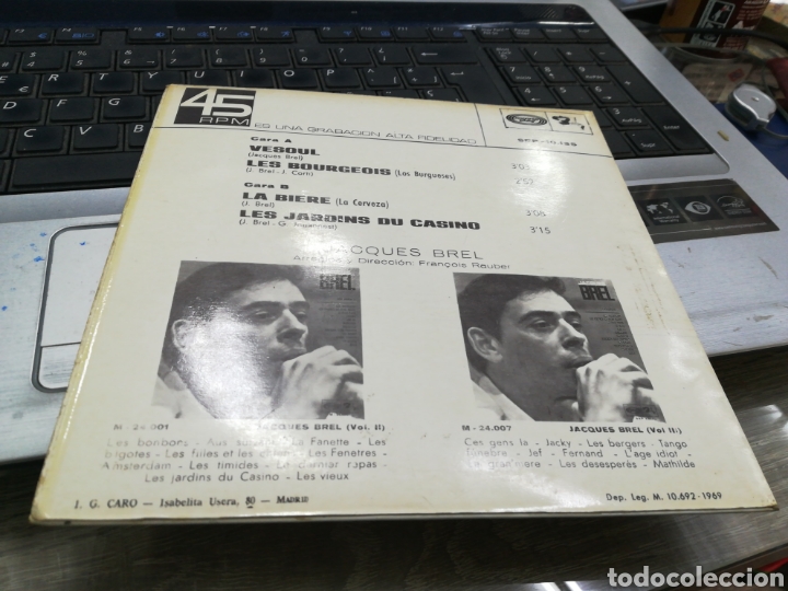 Discos de vinilo: Jacques brel ep vesoul + 3 espa&ntilde;a 1969 - Foto 2