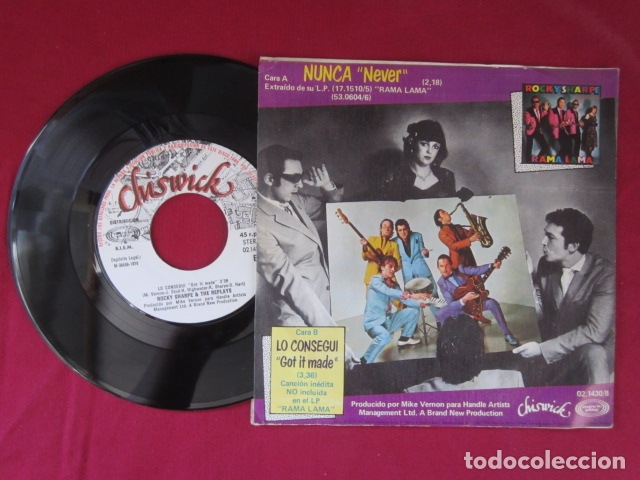 Discos de vinilo: ROCKY SHARPE - NEVER - 45 RPM - Foto 2