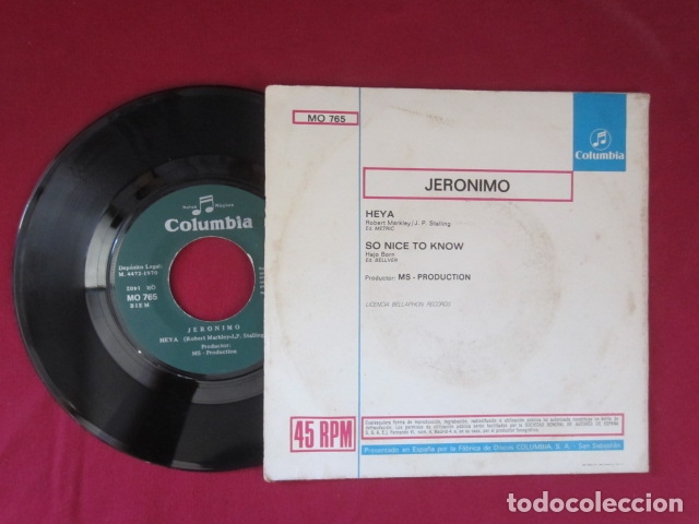 Discos de vinilo: JERONIMO - SO NICE TO KNOW - 45 RPM - Foto 2