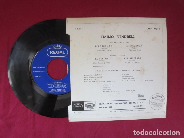Discos de vinilo: EMILIO VENDRELL - 45 RPM - Foto 2