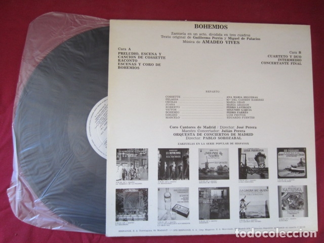 Discos de vinilo: AMADEO VIVES  - BOHEMIOS - Foto 2