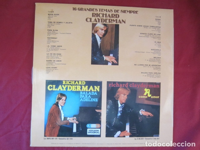Discos de vinilo: RICHARD CLAYDERMAN - 16 GRANDES TEMAS DE SIEMPRE - Foto 3