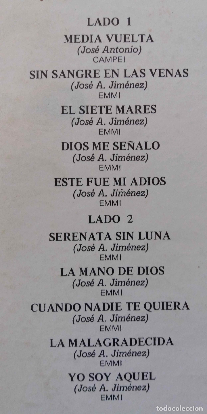Discos de vinilo: JOS&Eacute; ALFREDO JIM&Eacute;NEZ, LA MALAGRADECIDA. LP M&Eacute;XICO - Foto 2