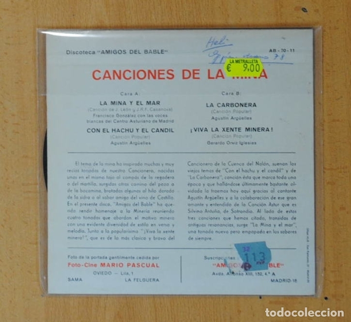 Discos de vinilo: CANCIONES DE LA MINA - VARIOS - LA MINA Y EL MAR + 3 - EP - Foto 2