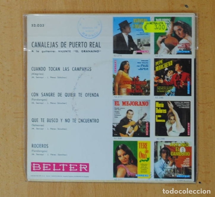 Discos de vinilo: CANALEJAS DE PUERTO REAL - CUANDO TOCAN LAS CAMPANAS + 3 - EP - Foto 2