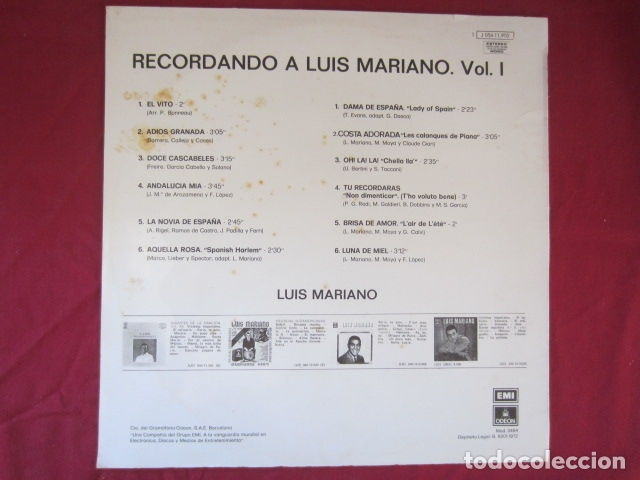 Discos de vinilo: RECORDANDO A LUIS MARIANO - Foto 3
