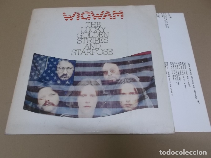 Discos de vinilo: WIGWAM (LP) LUCKY GOLDEN STRIPES AND STARPOSE A&Ntilde;O &ndash; 1976 &ndash; POSTER DESPLEGABLE CON LETRAS