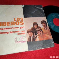 Discos de vinilo: LOS IBEROS HIDING BEHIND MY SMILE/SUMMERTIME GIRL 7 SINGLE 1968 COLUMBIA LEER ESTADO. Lote 178811803