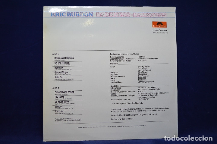 Discos de vinilo: ERIC BURDON - DARKNESS / DARKNESS - LP - Foto 2