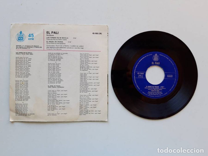 Discos de vinilo: El Pali, Las Torres de mi Sevilla - Foto 2