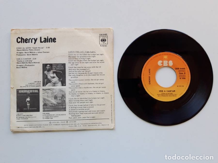 Discos de vinilo: Cherry Laine, Coge al gato - Foto 2