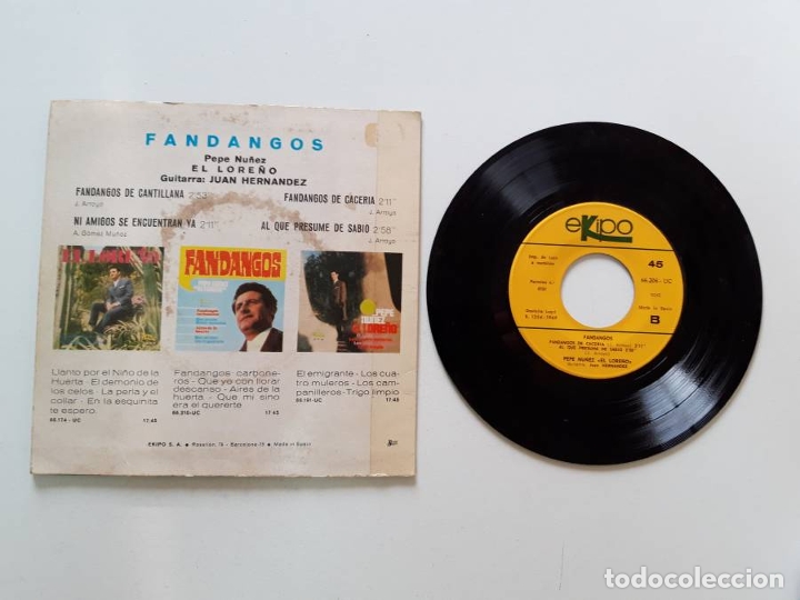 Discos de vinilo: Fandangos, Pepe Nu&ntilde;ez El Lore&ntilde;o - Foto 2