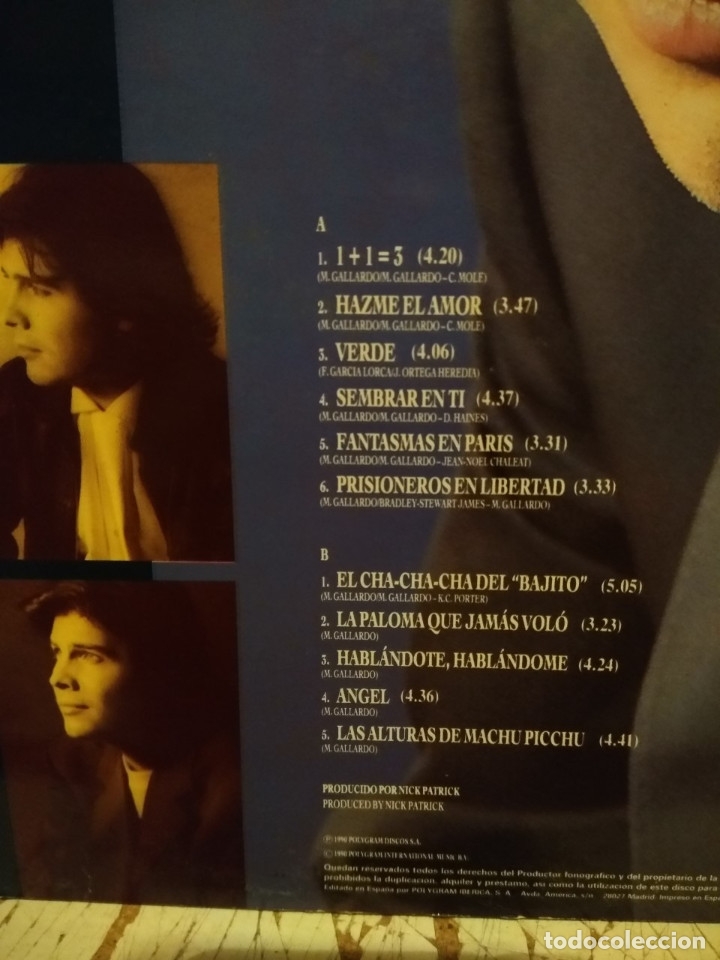 Discos de vinilo: LP MIGUEL GALLARDO : 1+1:3 - Foto 3