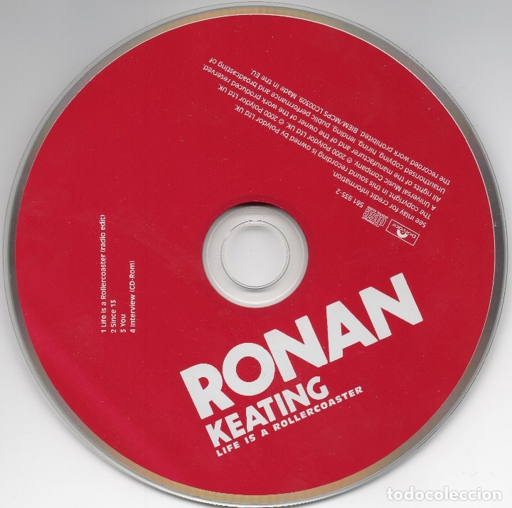 Discos de vinilo: RONAN KEATING - Life is a rollercoaster - CD Single Enhanced - EU 2000 - Polydor - 561935-2 - Foto 2