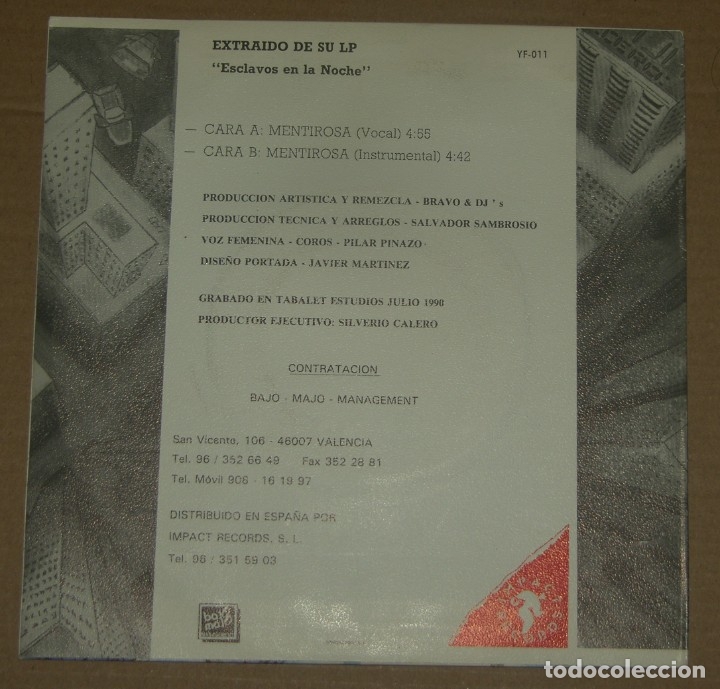 Discos de vinilo: BRAVO & DJS / MENTIROSA + VERSION INSTRUMENTAL (SINGLE PROMO 1990) - Foto 2