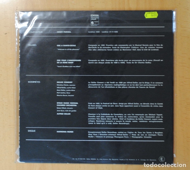 Discos de vinilo: HENRY PURCELL / DELLER CONSORT - ODE A SAINTE CECILE - LP - Foto 2