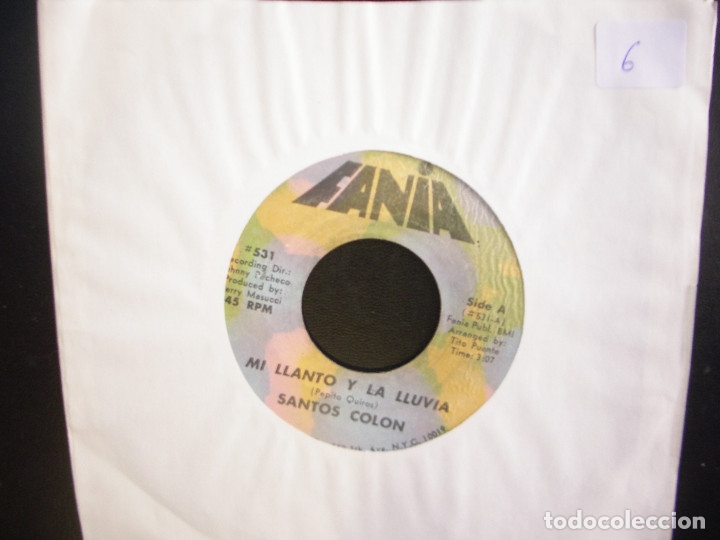 Disques de vinyle: SANTOS COLON- MI CANTO Y LA LLUVIA. SINGLE.