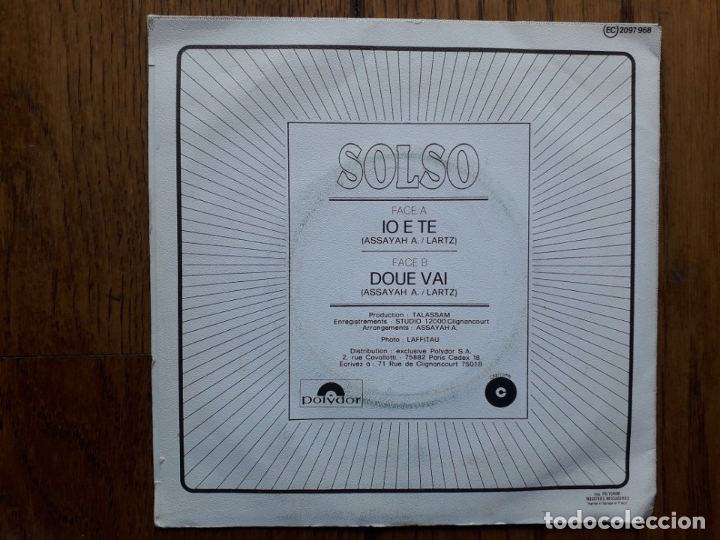 Discos de vinilo: Solso - io e te + doue vai - Foto 2