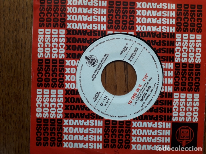 Discos de vinilo: Miguel rios - yo creo  en ti  +  el refugio - Foto 2