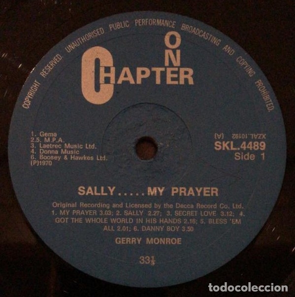 Discos de vinilo: Gerry Monroe &lrm;&ndash; Sally - My Prayer - Foto 3