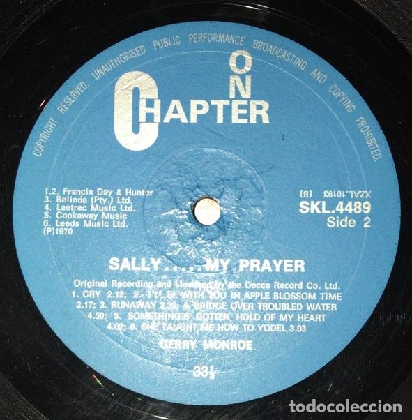 Discos de vinilo: Gerry Monroe &lrm;&ndash; Sally - My Prayer - Foto 4