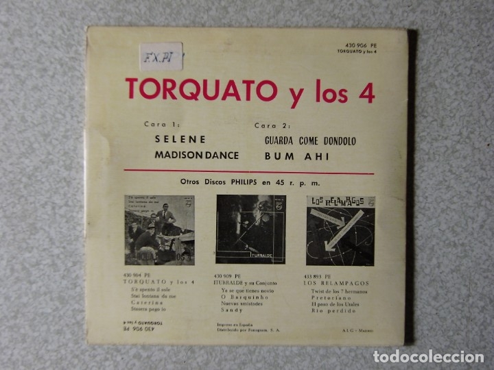 Discos de vinilo: TORCUATO Y LOS 4.SELENE + 3 - Foto 2