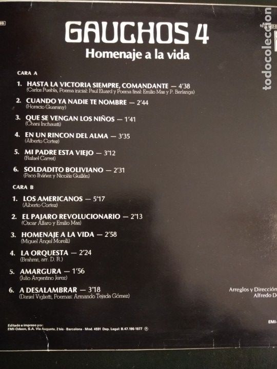Discos de vinilo: LP Gauchos 4 Homenaje a la vida - Foto 2