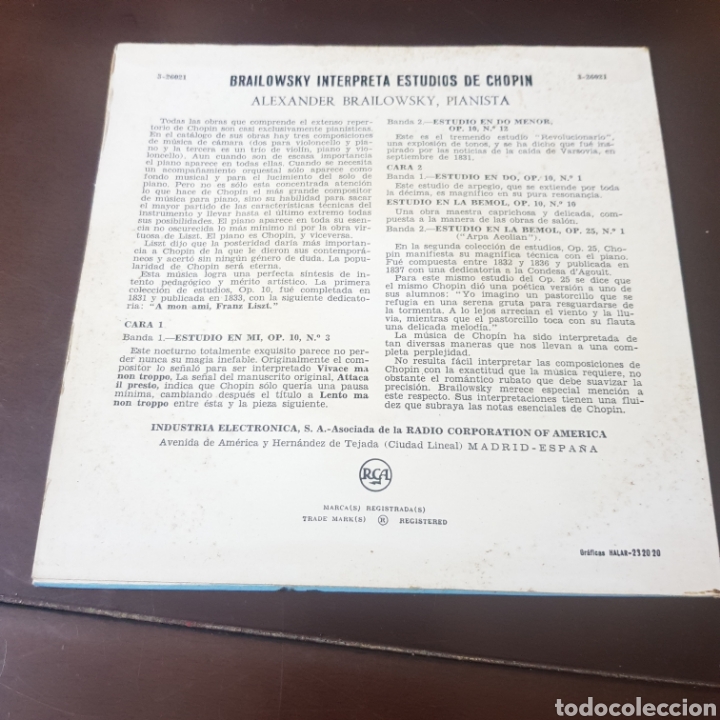 Discos de vinilo: BRAILOWSKY PLAYS CHOPIN ETUDES SINGLE - Foto 2
