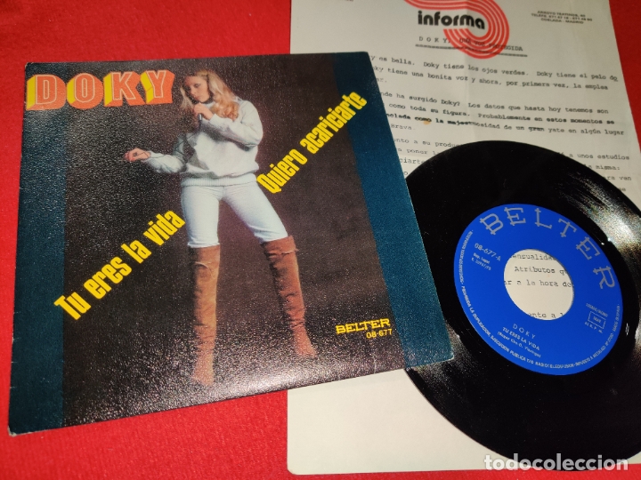 Discos de vinilo: DOKY TU ERES LA VIDA/QUIERO ACARICIARTE 7'' SINGLE 1978 BELTER+HOJA PROMO