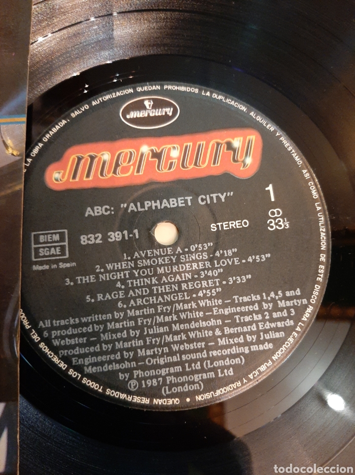 Discos de vinilo: 1987 ABC Alphabet city - Foto 2