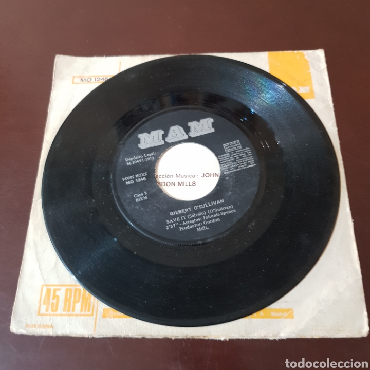 Discos de vinilo: GILBERT O SULLIVAN ALONE AGAIN SAVE IT 45 R.P.M. SINGLE - Foto 4