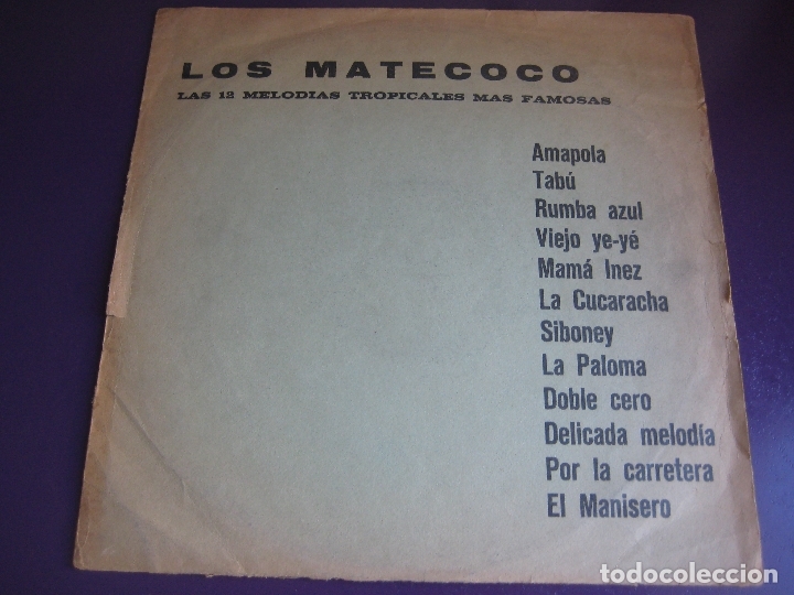 Vinyl records: LOS MATECOCO LP RIVIERA TEMPO 1968 - LAS 12 MELODIAS TROPICALES MAS FAMOSAS - RUMBA GUAGUANCO MAMBO